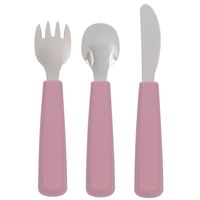 We Might Be Tiny Stainless Steel Toddler Cutlery Set - Dusty Rose